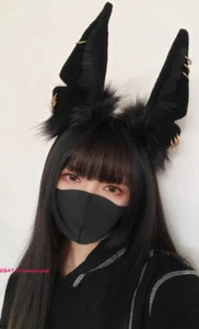 Beast Anubis Wolf Cat Dog Ears Black Hairband Hairhoop Headwear For Cosplay - Picture 1 of 9