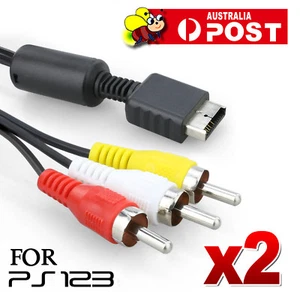 2x TV AV RCA Audio &Video Cable for SONY Playstation 1 2 3 PS1 PS2 PS3 Lead Cord - Picture 1 of 4