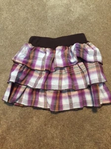 Girls My Michelle Purple Brown Plaid Ruffle Skirt skort Built In Shorts Medium - Picture 1 of 6