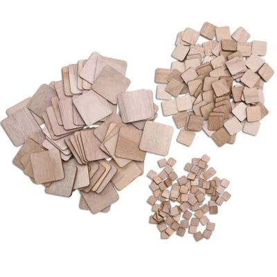 1-14cm Quadratisch Holz Chips Natürlich Unerledigte DIY Malen Basteln Dekor Neu - Bild 1 von 4