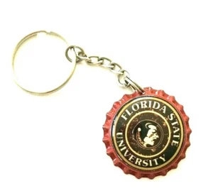 Florida State Seminoles Bottle Cap Keychain on silvertone keyring - Picture 1 of 1