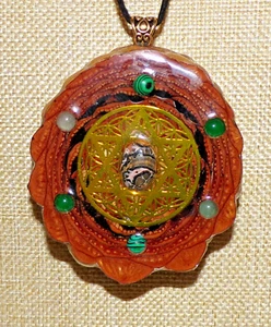 Knob Pine Cone - Star of David - Pendant with Supporting Gemstones - Picture 1 of 7