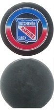 KITCHENER RANGERS LADY OHL OFFICIAL HOCKEY PUCK LINDSAY MFG. MADE IN CANADA 🇨🇦