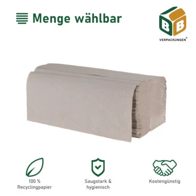BB-VERPACKUNGEN® Papierhandtücher 25x23cm Recyclingpapier Falthandtücher Handtuchpapier ZZ-Falz
