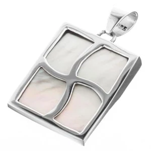 ¡Venta de plata esterlina 925 colgante blanco madre perla cáscara de ley! 1 1/8" - Imagen 1 de 3