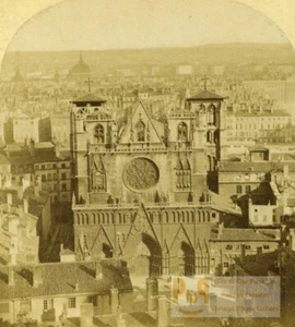 France Lyon Cathedral panorama Old Stereo photo Furne & Tournier 1858 - Picture 1 of 3