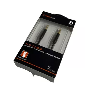 Blackweb 3 foot Flat Aux Cable for Audio Players and sound systems. Double braid - Picture 1 of 5