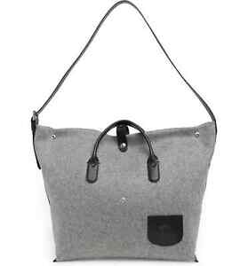 Longchamp Roseau Essential XL Wool Top Handle Open Tote Bag Weekender ~NIP~ Grey