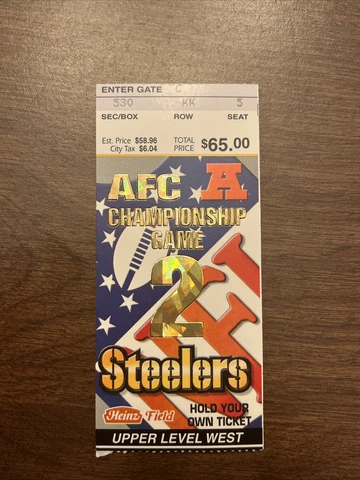 TOM BRADY Patriots vs Pittsburgh Steelers GAME ticket stub, 1ST AFC CHAMPIONSHIP Cover