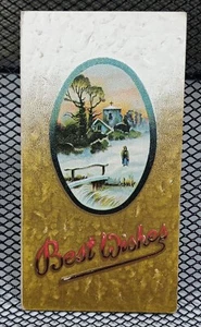 c1910s Christmas Best Wishes Artist Embossed Greeting Card c1920s Unsigned - Picture 1 of 4