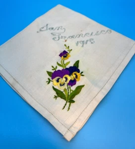 Antique White Linen Hand Embroidered Square Handkerchief 1913 Personalized - Picture 1 of 4