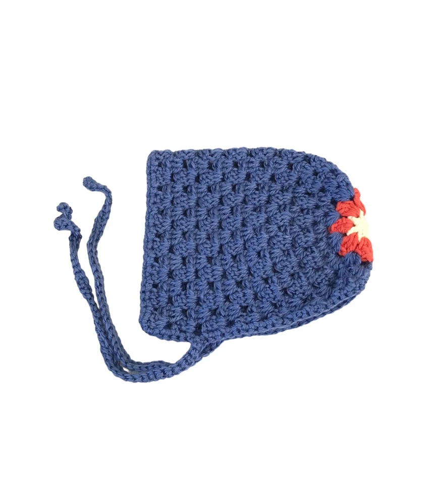 Gorro azul claro con diseño de flores bebé de 6-12 meses nuevo hecho a mano Foto 1 de 3