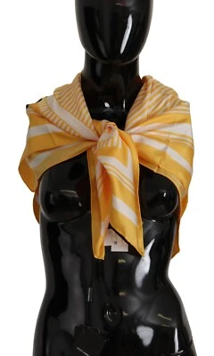 DOLCE & GABBANA Scarf Yellow White Silk Striped Square Wrap 90cm x 90m 430usd - Image 1 of 4