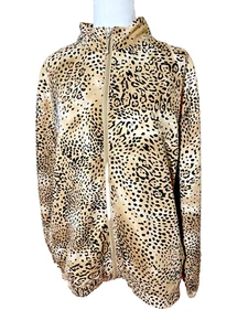 Allyson Whitmore Golf Woman Windbreaker Size 2X Brown Leopard Print Jacket Spor - Picture 1 of 15