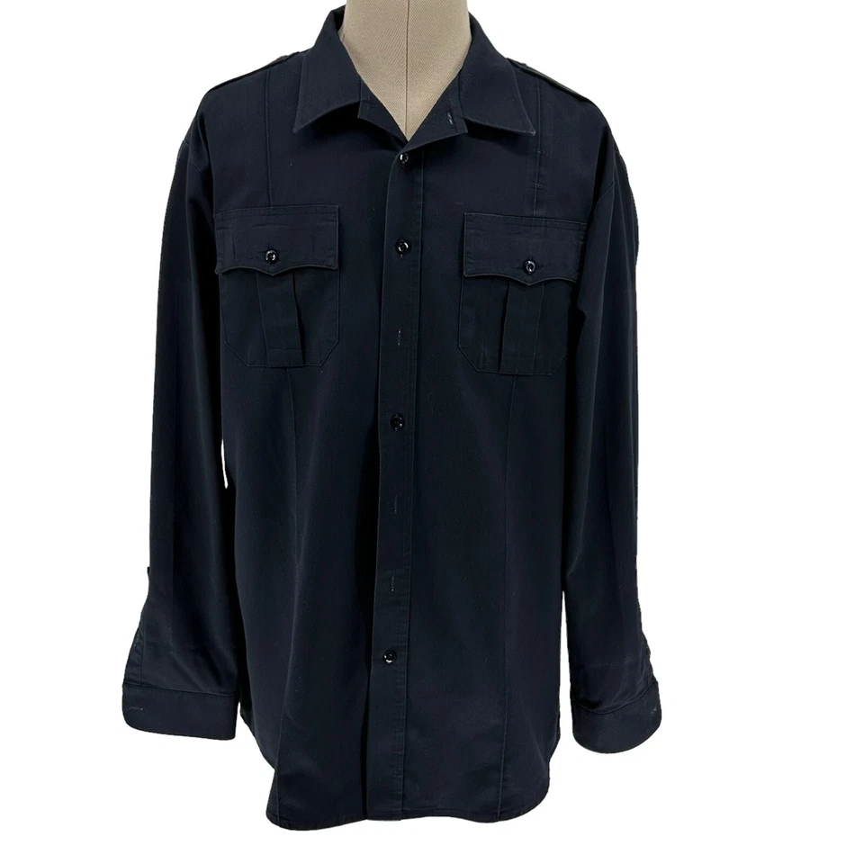 Blauer Shirt Men XL 17-17.5 39 Blue Uniform Employee Button Up 8703X Long Sleeve - Image 1 of 4
