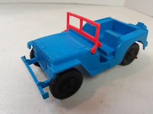 Vintage 1960s Jeep CJ Blue Plastic 7" x 3.25" Made in USA No Spare Tire 125 - Picture 1 of 10