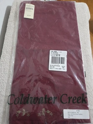 Coldwater Creek Velvet Rose Napkins NEW Set 4 Red Embroidered  - Image 1 of 4