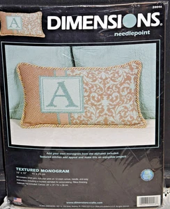Rare Dimensions Needlepoint Pillow Kit 20046 Textured Monogram Pastel Wool Yarn - Picture 1 of 4