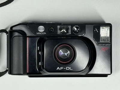 Minolta AF-DL 35mm Film Camera w. Shoulder Strap and Case Power Tested Dual Lens - Image 1 of 4