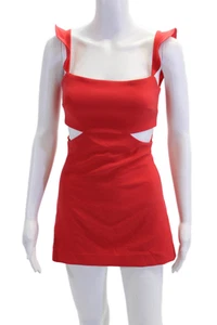 Likely Womens Sleeveless Square Neck Cutout Mini Dress Red Size 0 - Picture 1 of 7