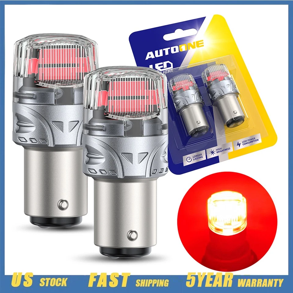 AUTOONE 2X 1157 LED Rojo Parada de Freno Trasero Señal de Giro Bombillas 2057 2357 BAY15D Foto 1 de 4