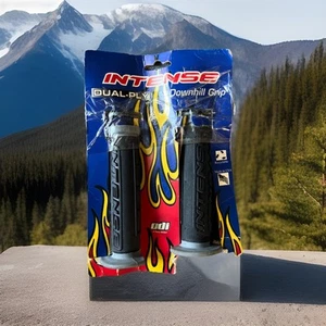 Empuñaduras de doble capa de descenso intenso de colección DH bicicleta de montaña vieja escuela MTB negras NOS - Imagen 1 de 6
