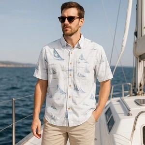 Covington Mens Shirt Sz M Button Down Vintage Preppy Nautical Cruise Coastal - Picture 1 of 8