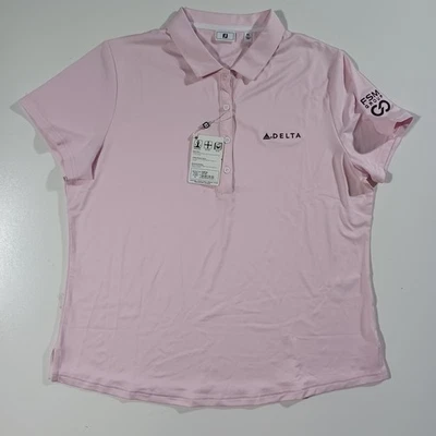 NUEVO CON ETIQUETAS Footjoy Golf Polo Rosa Mujer XL Absorbe Humedad Delta Airlines Foto 1 de 4