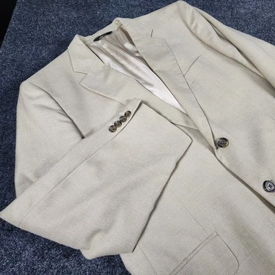 Stafford Linen Blend Blazer Men's size 44S Sport Coat Suit Jacket Tan Beige - Image 1 of 4