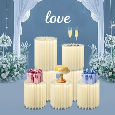 Soporte de exhibición de pasteles de papel plegable 7 piezas, soporte de flores cilíndricas decorativo Foto 1 de 4