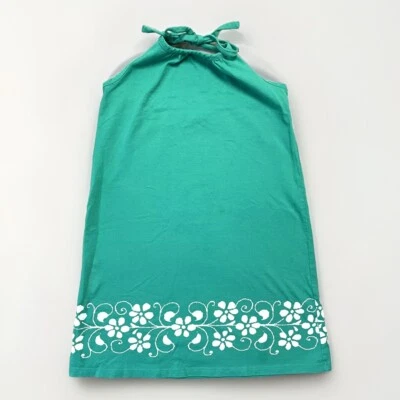 Vestido Halter Hanna Andersson Niñas 120 Verde Verano Algodón Floral Foto 1 de 4