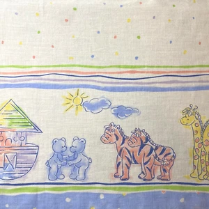 Noah’s Ark Pastel Border Vintage Cotton Fabric by Princess Fabrics - Quilt, Sew - Picture 1 of 5