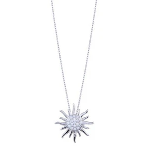 Collar de cadena de sol de plata de ley enchapado en rodio de .925 transparentes de piedras de 19 circonitas - Imagen 1 de 1