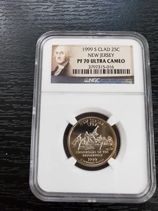 1999 S Clad Proof New Jersey State Quarter - NGC PF 70 Ultra Cameo (Portrait)  - Picture 1 of 2