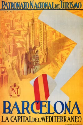 GREATVINTAGEPOSTERS SPAIN BARCELONA PATRONATO NACIONAL TRAVEL TOURISM VINTAGE POSTER REPRO