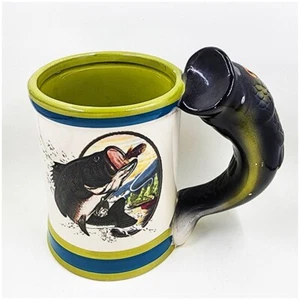 Large Mouth Bass Fishing Ceramic Coffee Tea Mug Stein (2005) Vintage Collectible - Picture 1 of 6