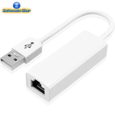 ADATTATORE ETHERNET USB 100MBPS RK45 CAVO CONNESSIONE LAN PC NOTEBOOK - Immagine 1 di 3