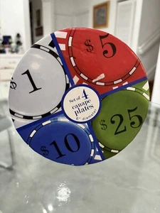 Home Essentials and Beyond poker chips plate set of 4 - Picture 1 of 16
