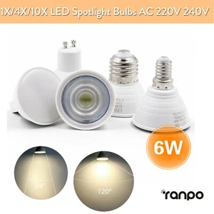 220V 6W Led Spotlight Bulb Gu10 Led E27 Light Mr16 E14 5000K 120 Degree Cold - Picture 1 of 13