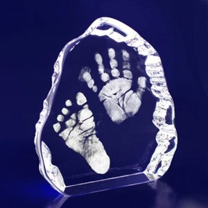 Personalised Handprints Footprints Newborn Baby Crystal Display Custom Gift - Picture 1 of 1
