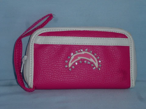 LOS ANGELES CHARGERS (San Diego) Womens/Girls PINK FASHION WALLET w/ Rhinestones Cover