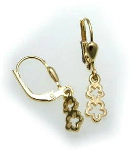 Pendientes para niños Colgantes Flores Auténticas 333 Oro 8kt Pendientes Oro Amarillo Calidad - Imagen 1 de 2