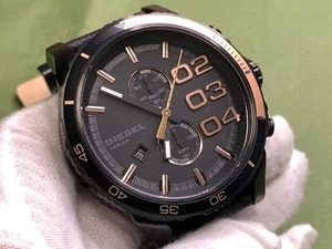 Diesel DZ4327 Black Dial Black Leather Chronograph Date 10 Atm Men Quartz Watch - Picture 1 of 18