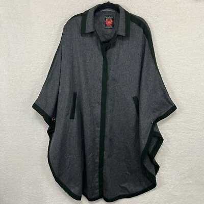 VTG Austrian Tyroler Loden Cape Women’s 42 Gray W/Green Wool Contrast Coat - Image 1 of 4