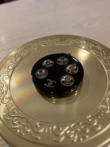 CHANEL Collana Ciondolo Top Nero Bottone Coco Autentica Francia Senza Scatola