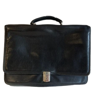 Jack George’s briefcase, laptop bag, messenger bag, Black pebbled leather - Picture 1 of 13