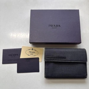 PRADA Long Wallet Authentic Black Bi-fold Wallet Logo Box and Card Included - Picture 1 of 12