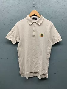 Burberrys Men’s Polo Shirt Small Beige Cotton USA Crest Logo Short Sleeve VTG - Picture 1 of 7