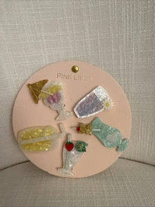 Pink Linen Cocktail Summer Mocktail Drinks Hair Clips 5 Pieces Barrettes NEW - Picture 1 of 3