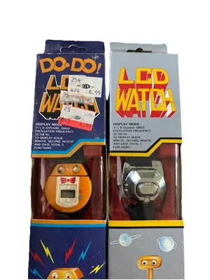 Vtg! Transformer Watch 1980s LCD Robot Transforming Toy Do Do Lot Of 2! RARE! - Image 1 of 4